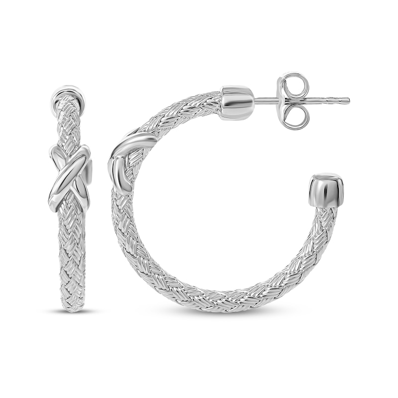 Main Image 3 of Braided Cuff Hoop Earrings 30mm Sterling Silver