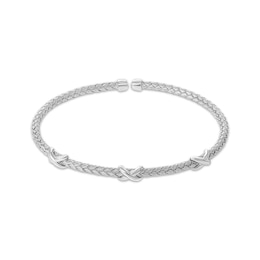 Braided X-Link Cuff Bracelet Sterling Silver