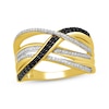 Thumbnail Image 1 of Black & White Diamond Crossover Ring 1/3 ct tw 10K Yellow Gold