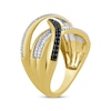 Thumbnail Image 2 of Black & White Diamond Crossover Ring 1/3 ct tw 10K Yellow Gold