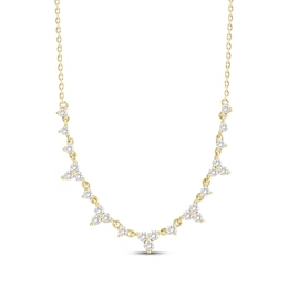 Diamond Trios Drop Necklace 1/2 ct tw 10K Yellow Gold 18&quot;