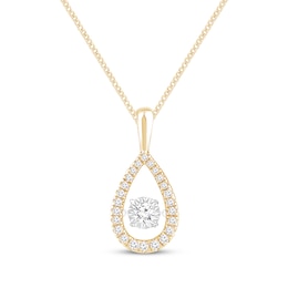 Unstoppable Love Diamond Teardrop Frame Necklace 1/2 ct tw 10K Yellow Gold 19&quot;