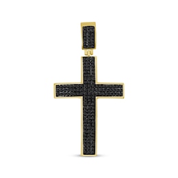 Men's Black Diamond Cross Charm 1/2 ct tw 10K Yellow Gold