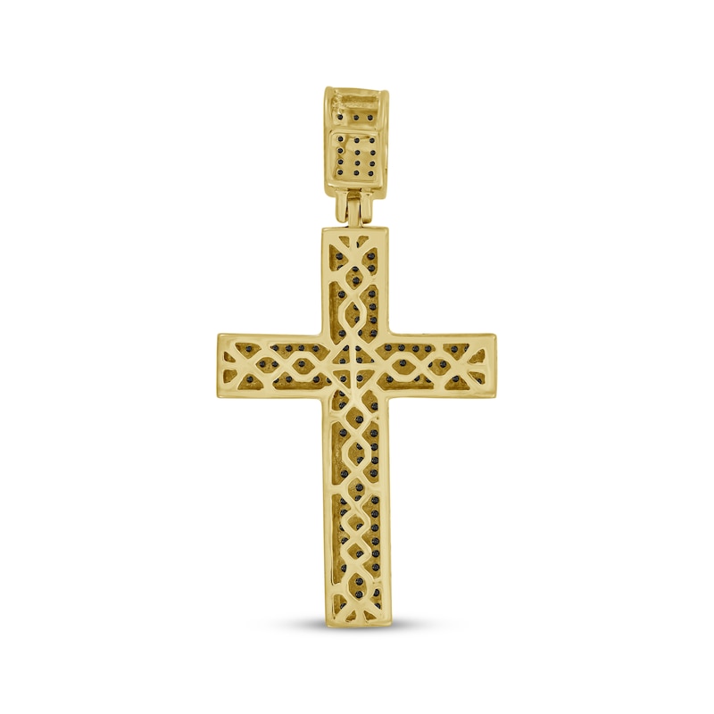 Main Image 4 of Men's Black Diamond Cross Charm 1/2 ct tw 10K Yellow Gold