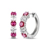 Thumbnail Image 0 of Lab-created Ruby & White Lab-Created Sapphire Hoop Earrings Sterling Silver