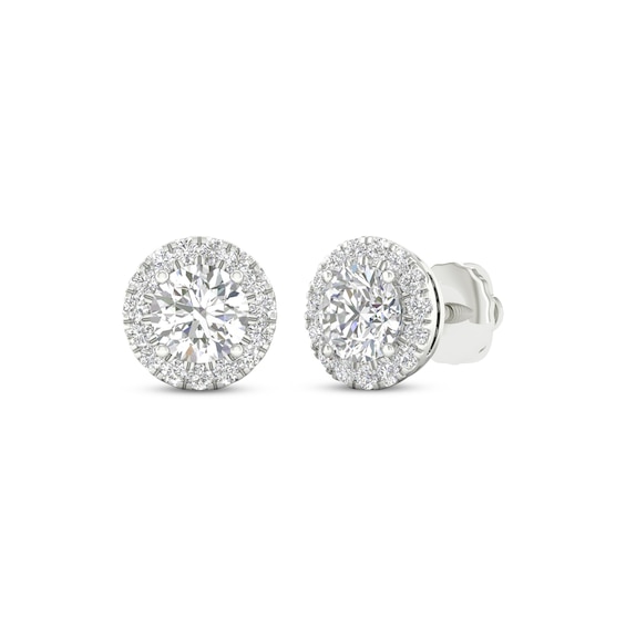 Lab-Created Diamonds by KAY Halo Stud Earrings 1-1/2 ct tw 14K White Gold (F/SI2)