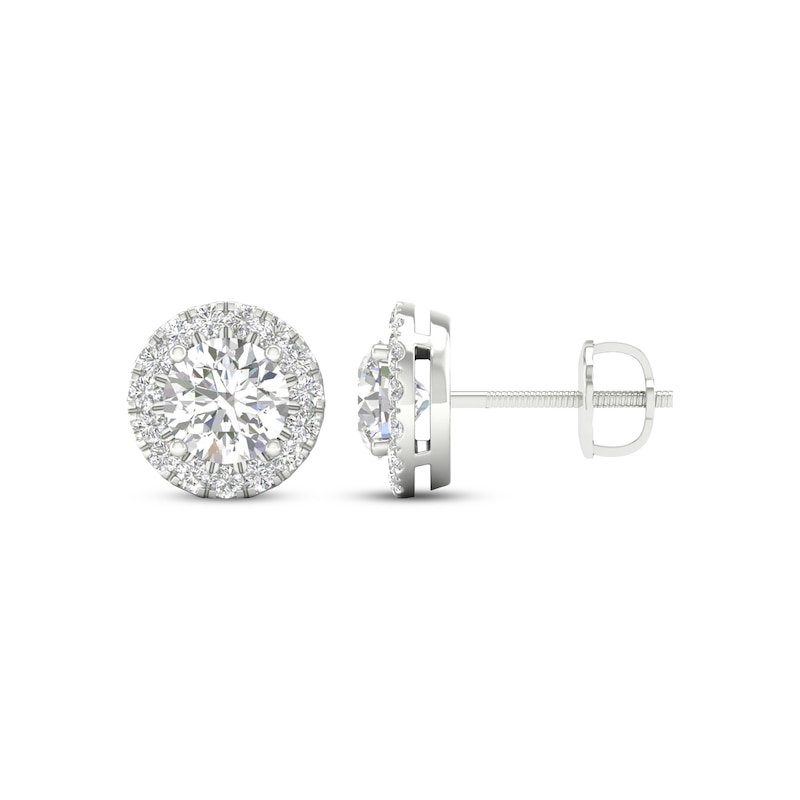 Main Image 3 of Lab-Grown Diamonds by KAY Halo Stud Earrings 1-1/2 ct tw 14K White Gold (F/SI2)