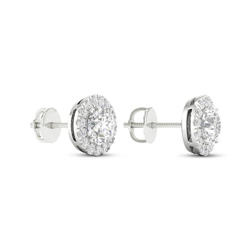 Main Image 4 of Lab-Grown Diamonds by KAY Halo Stud Earrings 1-1/2 ct tw 14K White Gold (F/SI2)