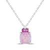 Thumbnail Image 1 of Cushion-Cut Lab-Created Pink Opal, Pink & White Lab-Created Sapphire Gift Set Sterling Silver