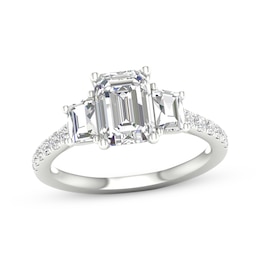 Memories Moments Magic Lab-Grown Diamonds Emerald-Cut & Trapezoid-Cut Three-Stone Engagement Ring 2-5/8 ct tw 14K White Gold