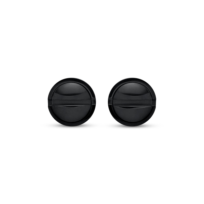 Main Image 2 of Men's Circle Stud Earrings Black Ion-Plated Stainless Steel