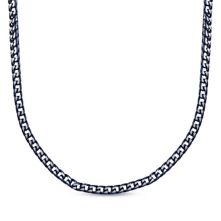 Solid Foxtail Chain Necklace 4mm Black Ion-Plated Stainless Steel 20