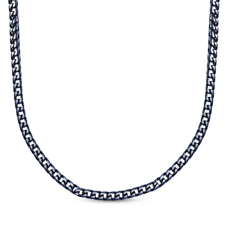 Main Image 1 of Solid Foxtail Chain Necklace Blue Ion-Plated Stainless Steel 24&quot;