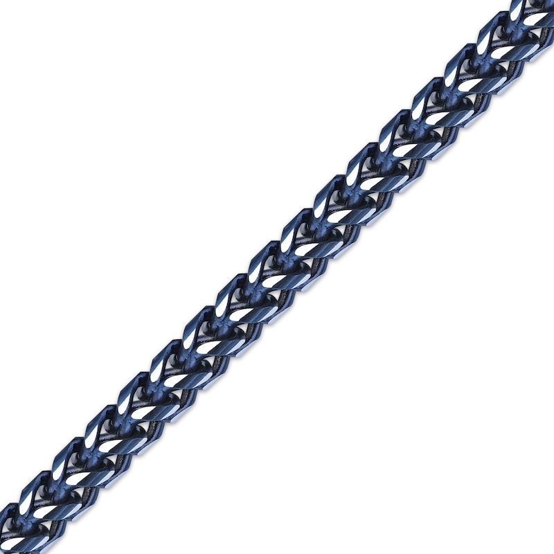 Solid Foxtail Chain Necklace Blue Ion-plated Stainless Steel 24