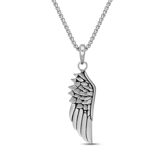Angel Wing Necklace Stainless Steel 24"