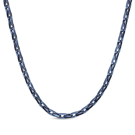 Solid Link Chain Necklace Gray Ion-Plated Stainless Steel 24"