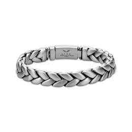 Solid Woven Layered Bracelet 12mm Stainless Steel with Black Ion Plating 9.25&quot;