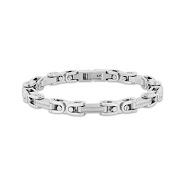 Men's Diamond Fashion Hardware Link Bracelet 1/4 ct tw Stainless Steel 8.5&quot;