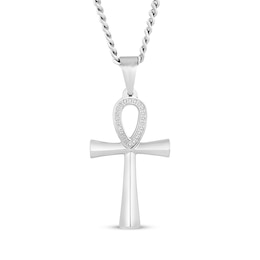 Diamond Ankh Necklace 1/10 ct tw Stainless Steel 24&quot;