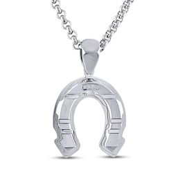 Men's Diamond Accent Horseshoe Necklace Stainless Steel 24&quot;