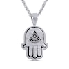 Thumbnail Image 1 of Men's Diamond-Accent Hamsa Necklace Stainless Steel & Black Ion Plating 24&quot;