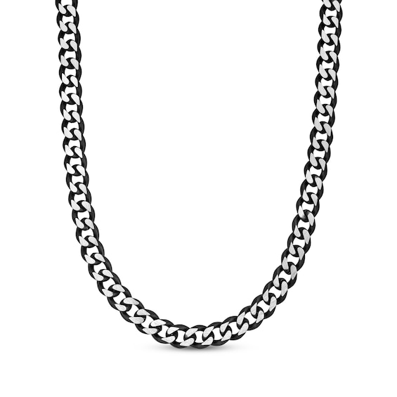 Solid Curb Chain Necklace 11mm Black Ion-Plated Stainless Steel 30"