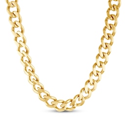 Solid Curb Chain Necklace 11mm Yellow Ion-Plated Stainless Steel 30&quot;