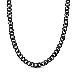 Solid Curb Chain Necklace 11mm Black Ion-Plated Stainless Steel 18&quot;