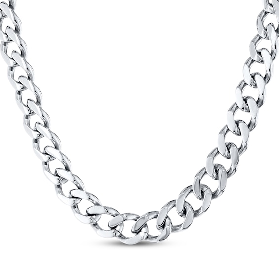 Solid Curb Chain Necklace 11mm Stainless Steel 24"