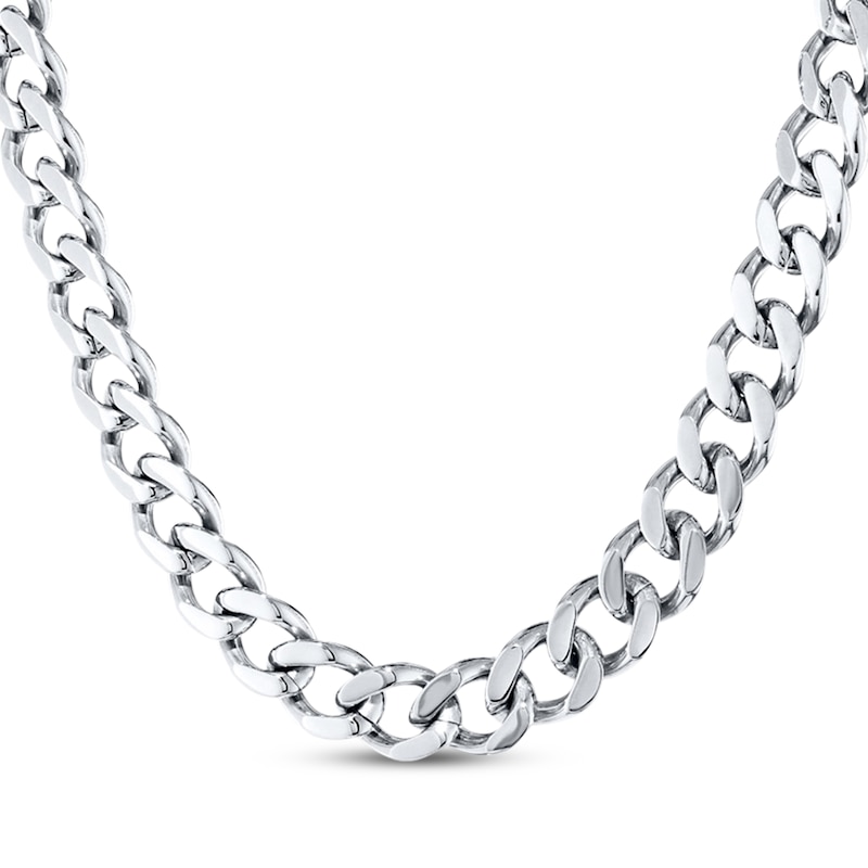 Main Image 1 of Solid Curb Chain Necklace 11mm Stainless Steel 18&quot;