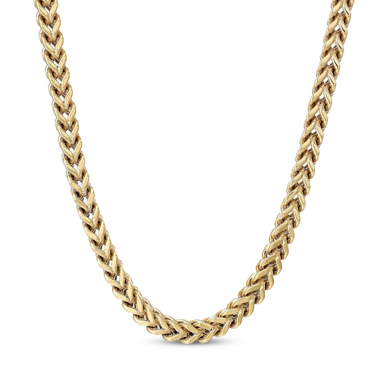 Solid Foxtail Chain Necklace 6mm Yellow Ion-Plated Stainless Steel 24"