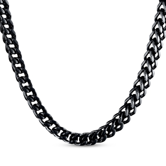 Solid Foxtail Chain Necklace 6mm Black Ion-Plated Stainless Steel 30"