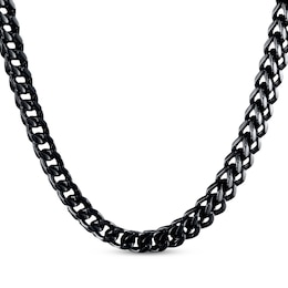 Solid Foxtail Chain Necklace 6mm Black Ion-Plated Stainless Steel 20&quot;