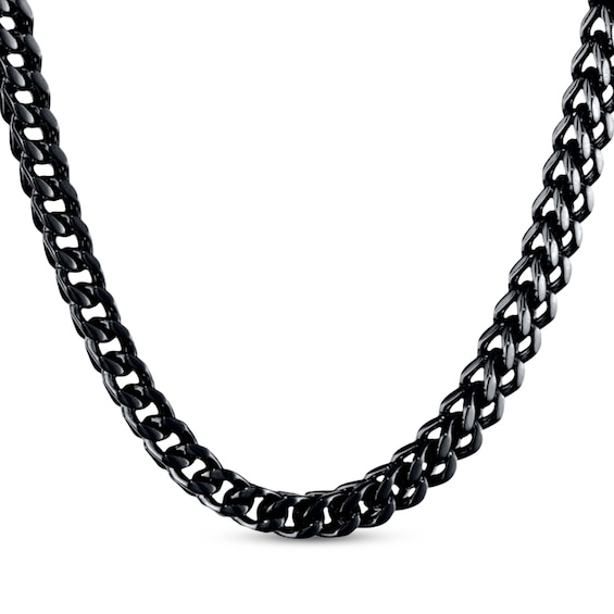 Solid Foxtail Chain Necklace 6mm Black Ion-Plated Stainless Steel 18"