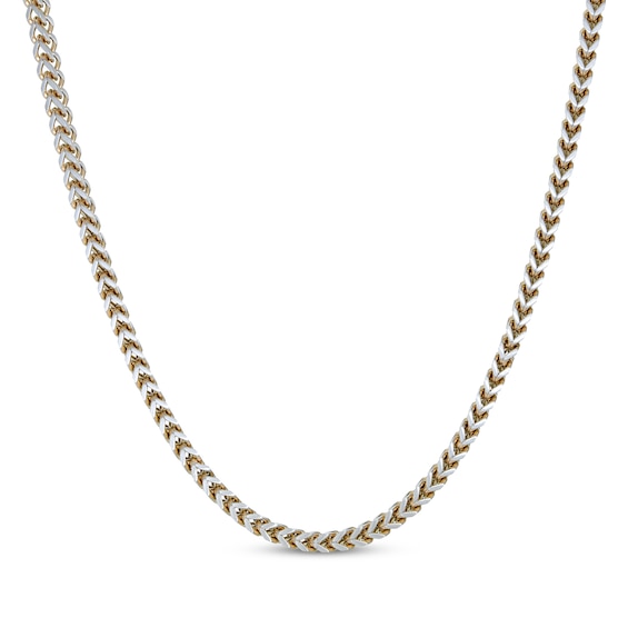 Solid Foxtail Chain Necklace 5mm Stainless Steel & Yellow Ion-Plating 22"
