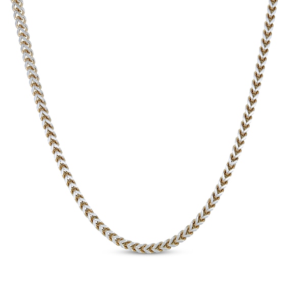 Solid Foxtail Chain Necklace 5mm Stainless Steel & Yellow Ion-Plating 24"