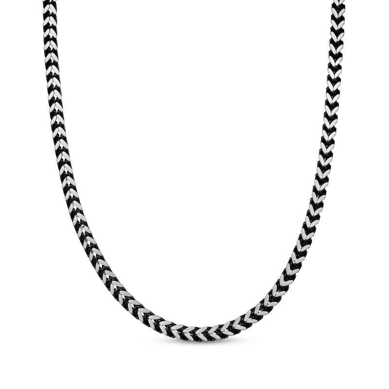 Main Image 1 of Solid Foxtail Chain Necklace 5mm Black Ion-Plated Stainless Steel 24&quot;