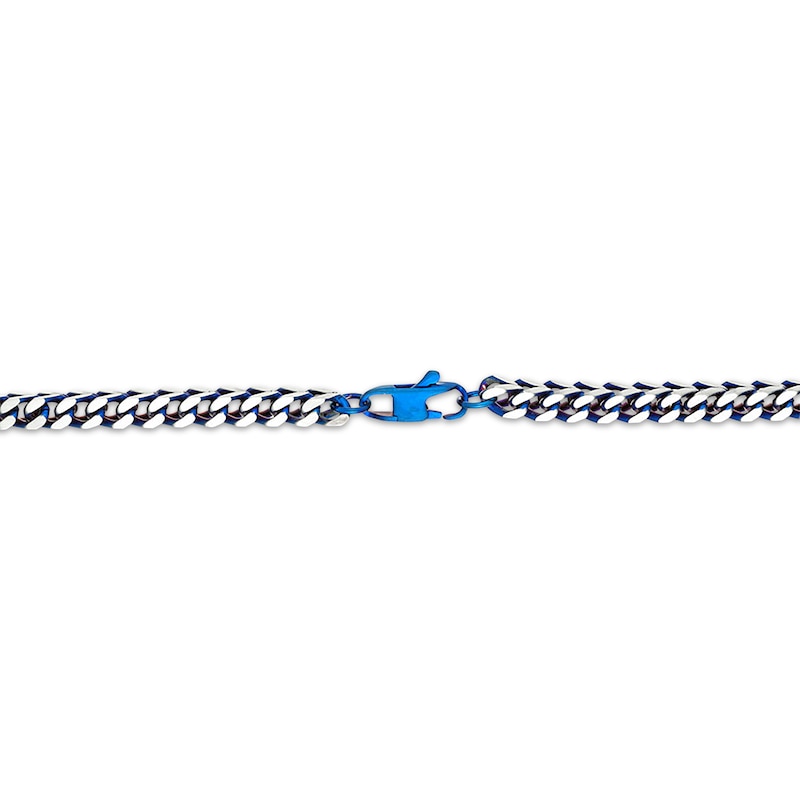 Main Image 3 of Solid Foxtail Chain Necklace 5mm Stainless Steel & Blue Ion-Plating 20&quot;