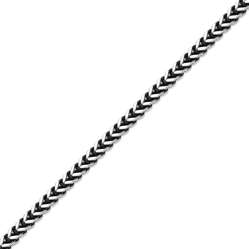 Solid Foxtail Chain Necklace 4mm Black Ion-Plated Stainless Steel 20