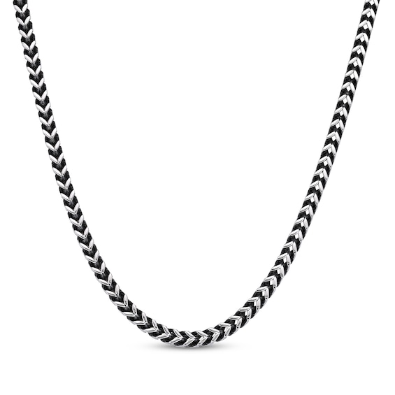 Solid Foxtail Chain Necklace 4mm Stainless Steel & Black Ion-Plating 18"