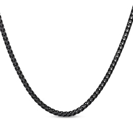 Solid Foxtail Chain Necklace 4mm Black Ion-Plated Stainless Steel 18&quot;