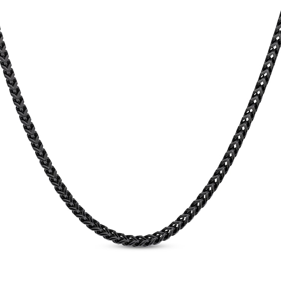Solid Foxtail Chain Necklace 4mm Black Ion-Plated Stainless Steel 18"