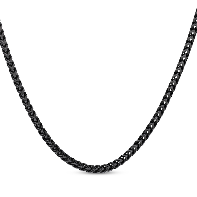 Main Image 1 of Solid Foxtail Chain Necklace 4mm Black Ion-Plated Stainless Steel 24&quot;