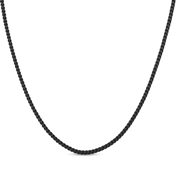 Solid Foxtail Chain Necklace 2.5mm Black Ion-Plated Stainless Steel 22"