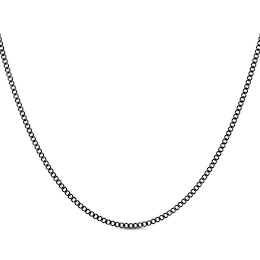 Solid Curb Chain Necklace 2mm Black Ion-Plated Stainless Steel 18&quot;