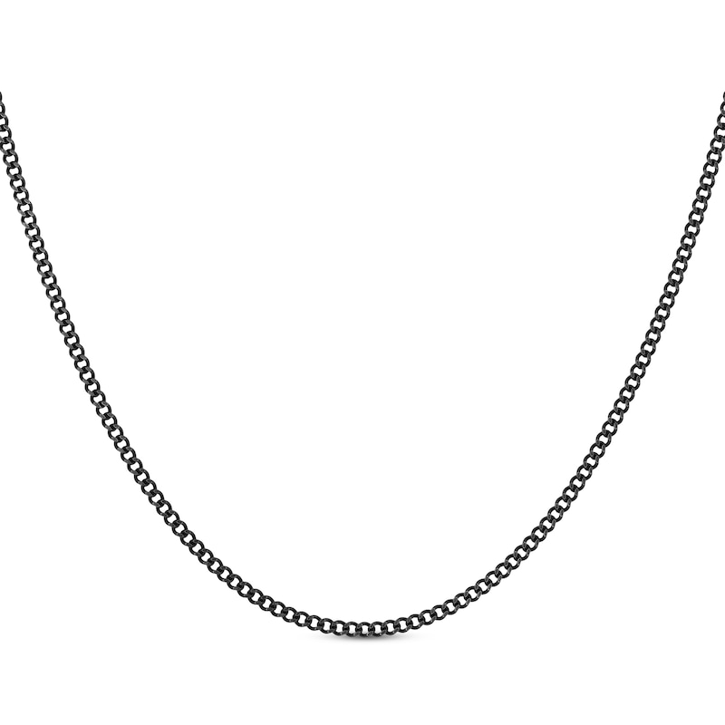 Main Image 1 of Solid Curb Chain Necklace 2mm Black Ion-Plated Stainless Steel 18&quot;