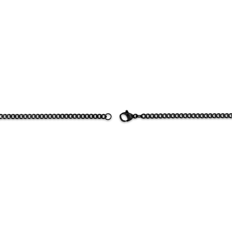 Main Image 3 of Solid Curb Chain Necklace 2mm Black Ion-Plated Stainless Steel 18&quot;