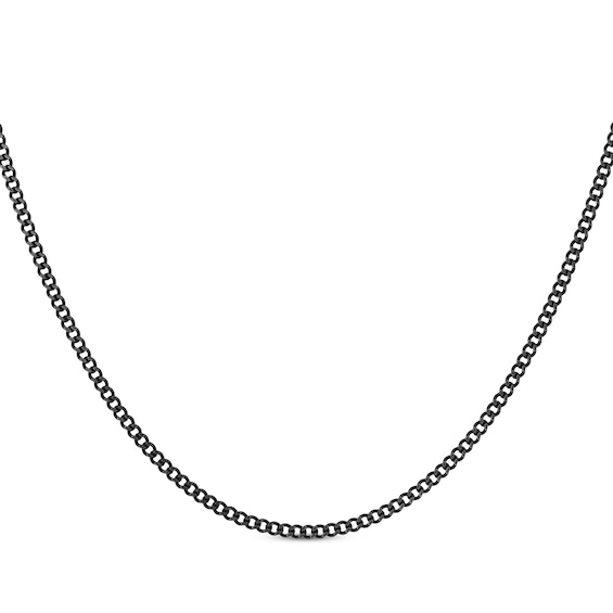 Solid Curb Chain Necklace 2mm Black Ion-Plated Stainless Steel 22"