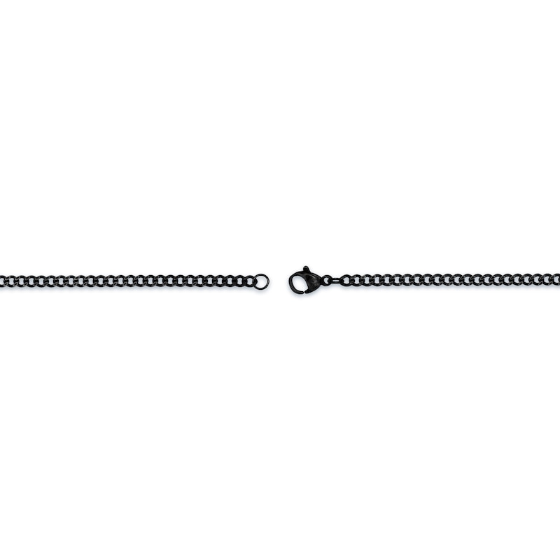 Main Image 3 of Solid Curb Chain Necklace 2mm Black Ion-Plated Stainless Steel 24&quot;