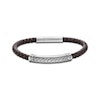 Thumbnail Image 0 of Men's Brown Leather Bracelet Stainless Steel 8.5"